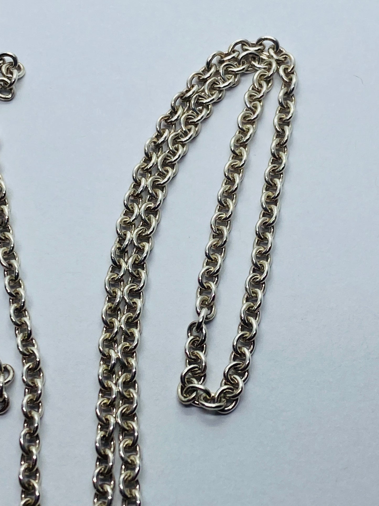 20” Tiffany & Co 3mm Large Link Rolo Chain Necklace in Sterling SilverPouch