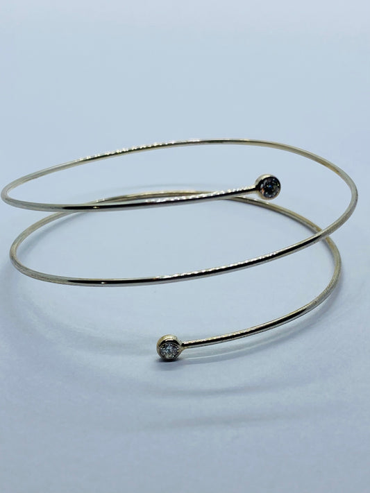 $2900 Tiffany & Co Elsa Peretti Diamond Hoop Bracelet Sterling Silver 0.23 CT