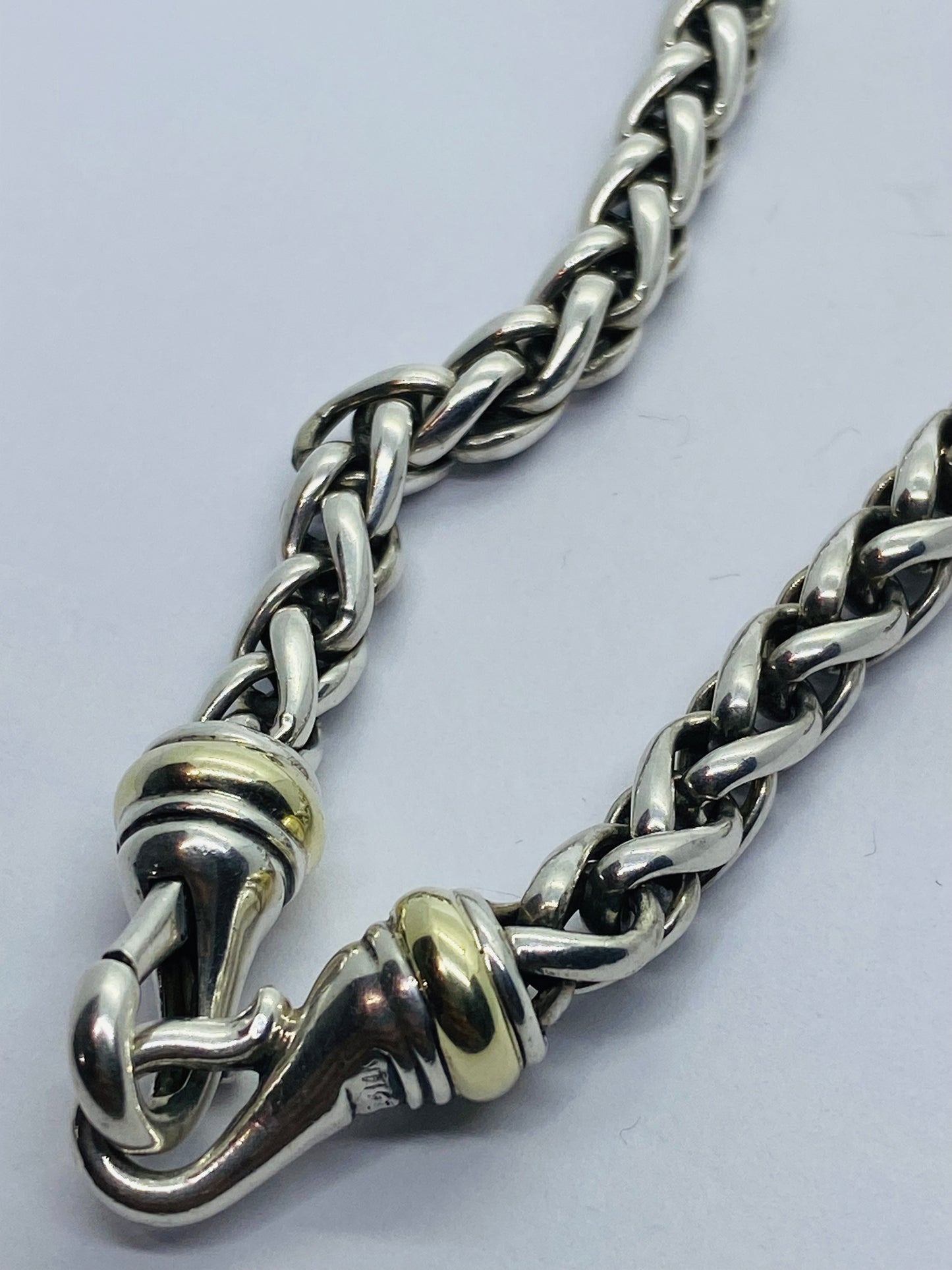Authentic DAVID YURMAN 18" WHEAT NECKLACE WITH 585 14K Yellow GOLD 6mm