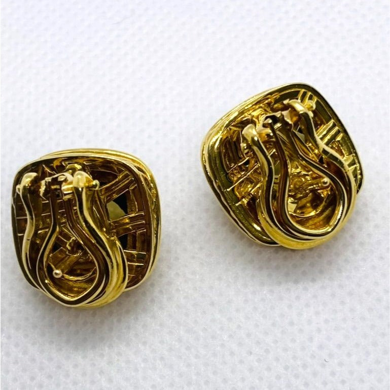 David Yurman Albion Earrings 18KT Yellow Gold 750 Citrine Omega Backs.