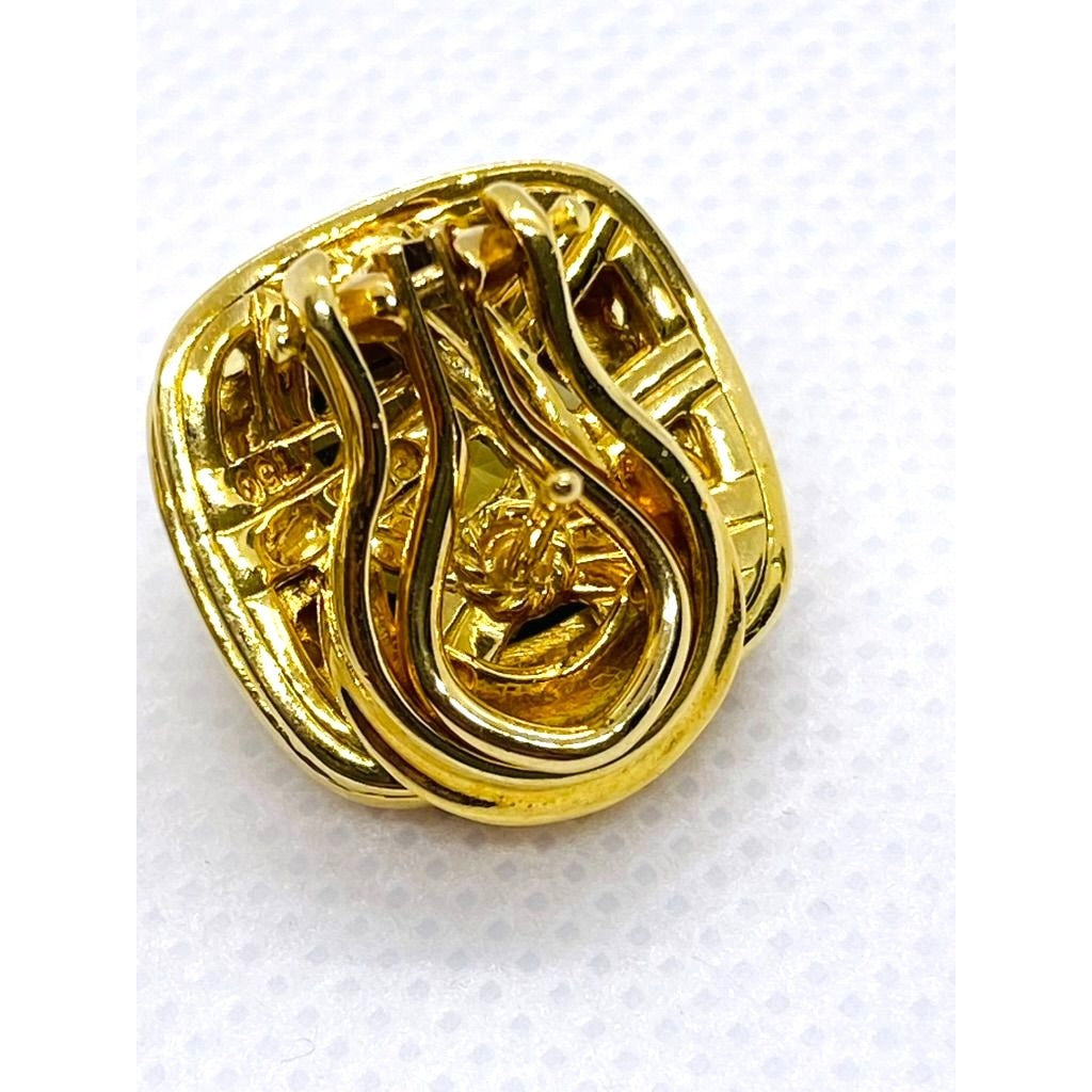 David Yurman Albion Earrings 18KT Yellow Gold 750 Citrine Omega Backs.