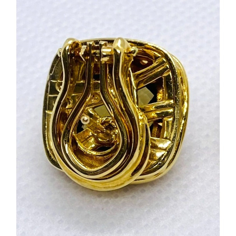 David Yurman Albion Earrings 18KT Yellow Gold 750 Citrine Omega Backs.