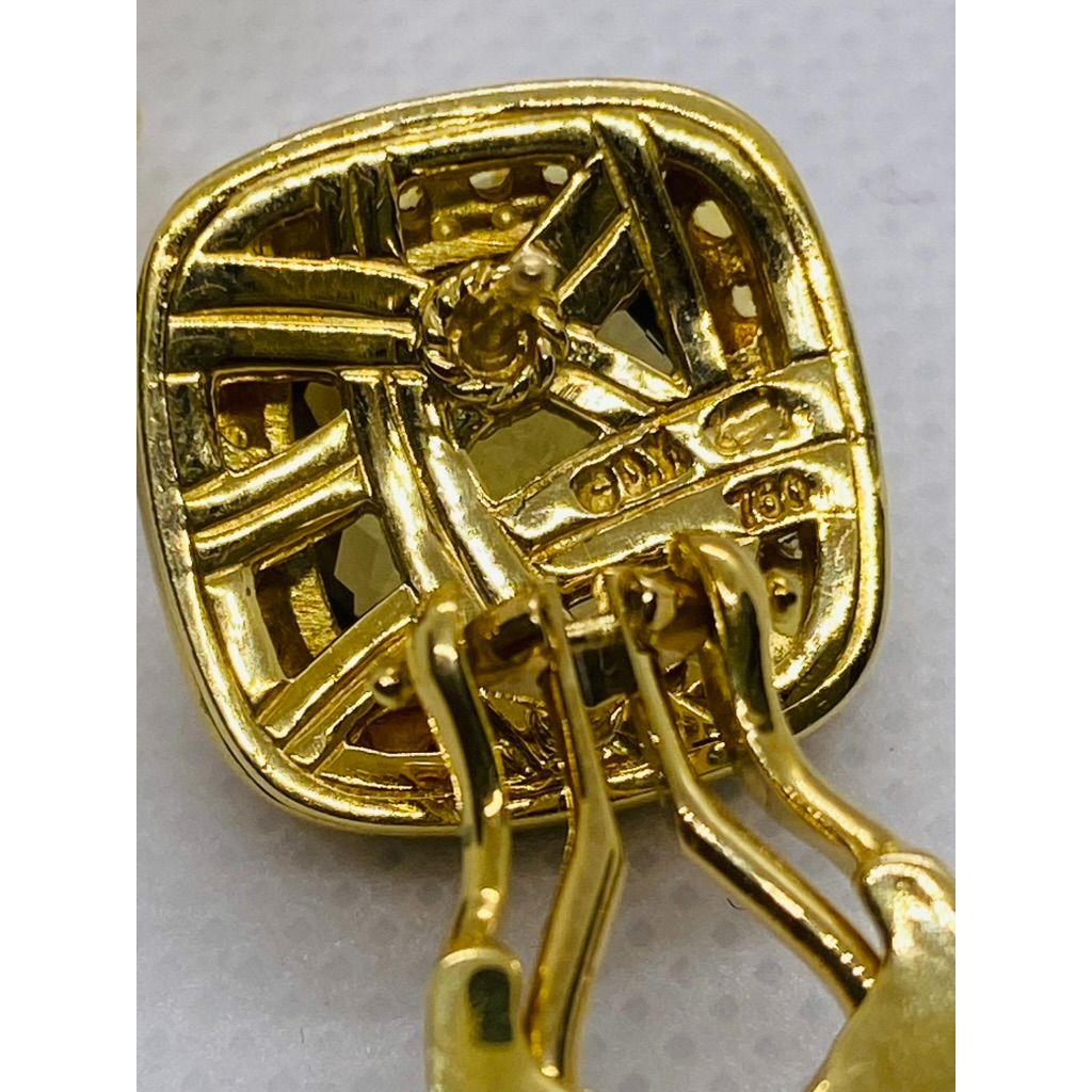 David Yurman Albion Earrings 18KT Yellow Gold 750 Citrine Omega Backs.