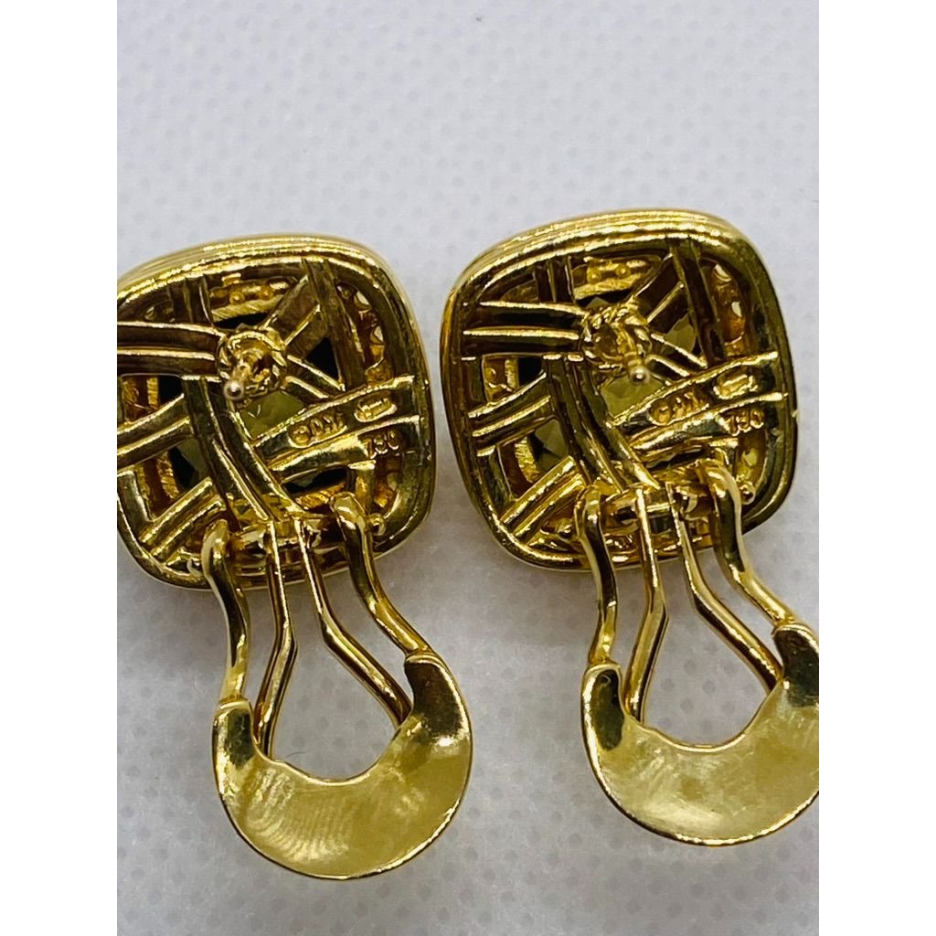 David Yurman Albion Earrings 18KT Yellow Gold 750 Citrine Omega Backs.