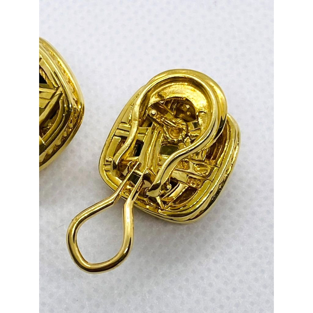 David Yurman Albion Earrings 18KT Yellow Gold 750 Citrine Omega Backs.