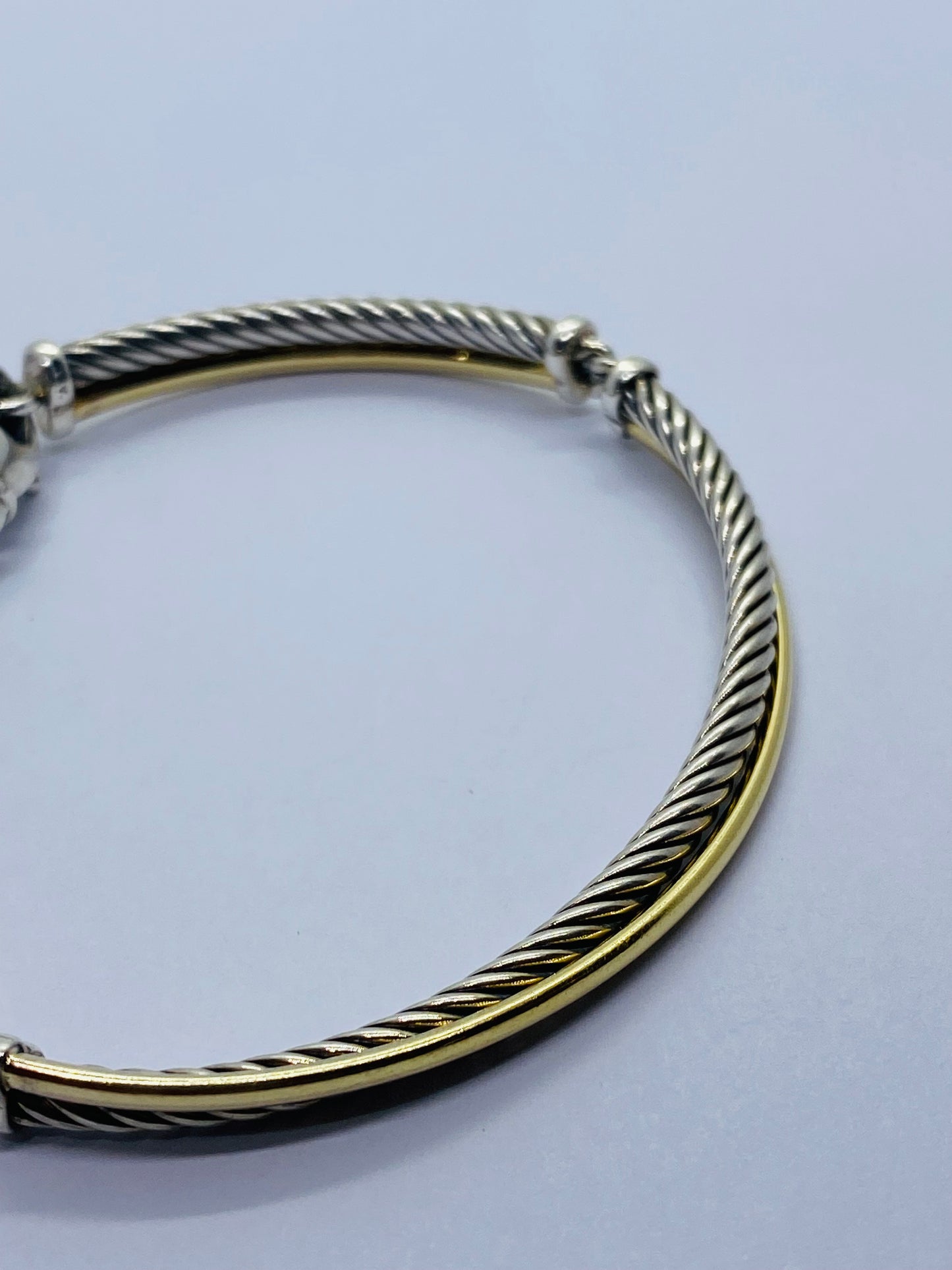 DAVID YURMAN 4mm Linked Crossover Bracelet Silver 925 18k Gold SZ 6.25”