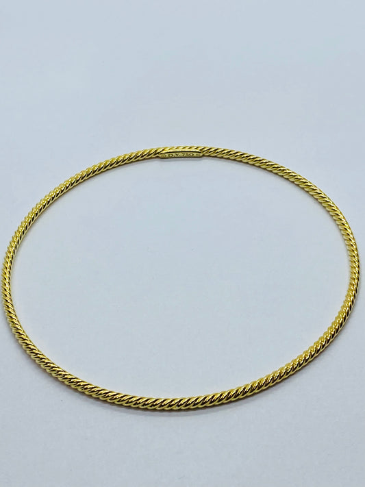 David Yurman 18K Yellow Gold Cable Classics 2mm Bangle Bracelet Free Shipping