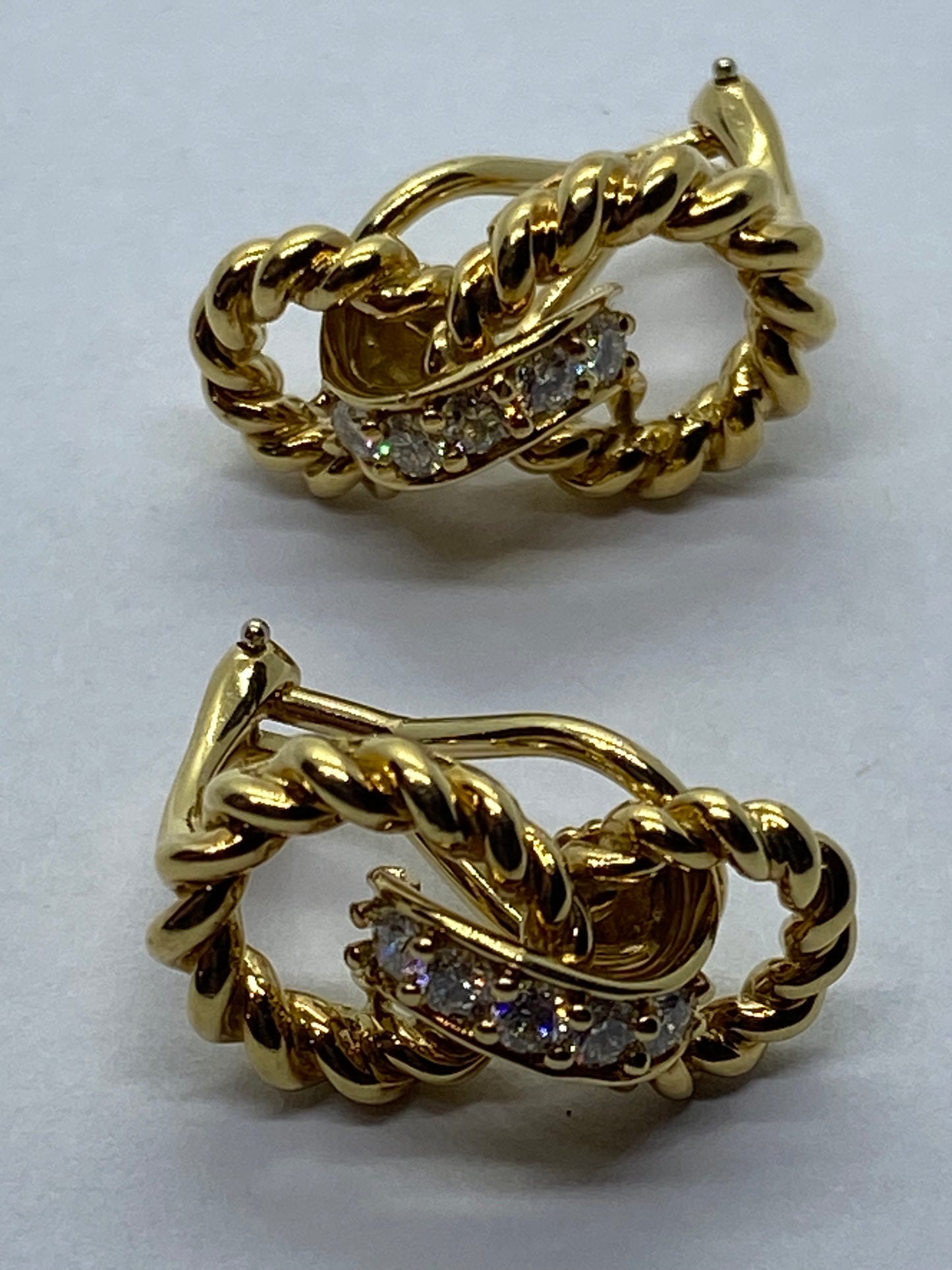 Tiffany & Co. 18k Yellow Gold Twist Infinity Diamond Clip On Earrings .40CT MINT