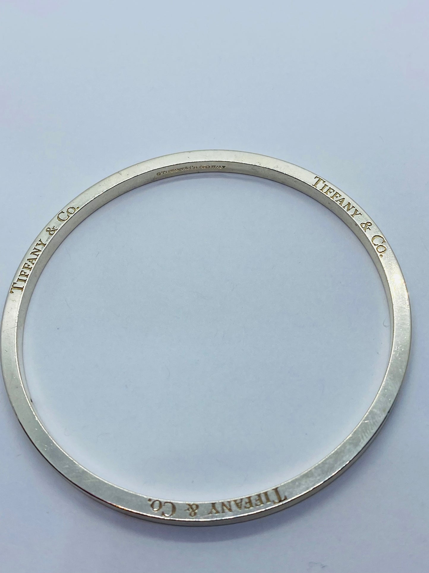 Tiffany & Co Italy Narrow Icon Bangle Bracelet Sterling Silver 925  Rare 7.75”