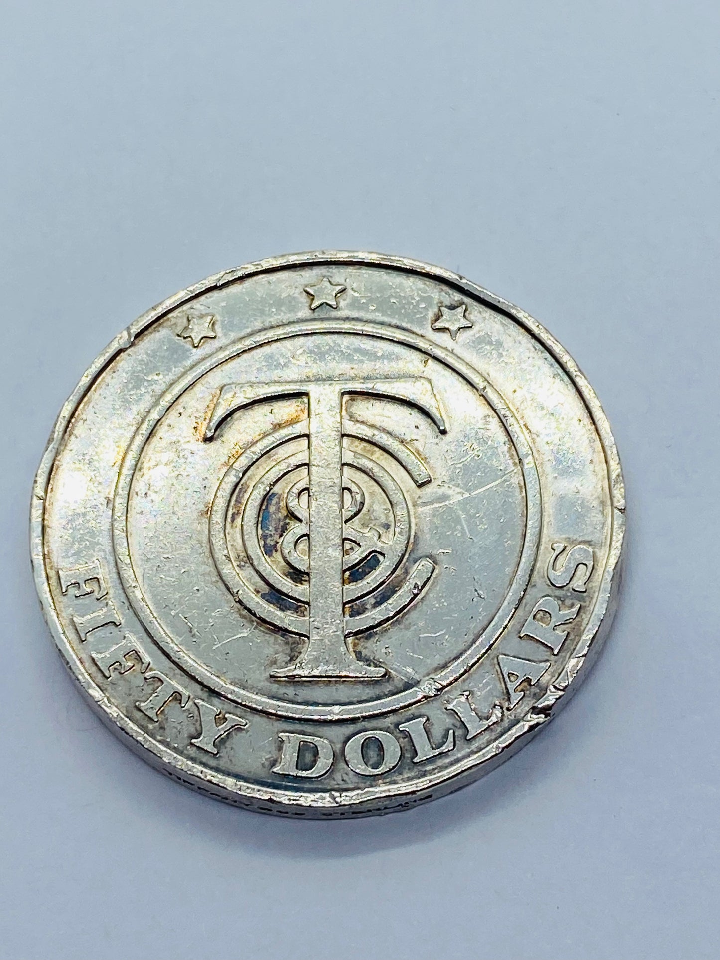 TIFFANY 50 DOLLAR SILVER MERCHANDISE COIN RETIRED See Pictures. 29.1 Grams