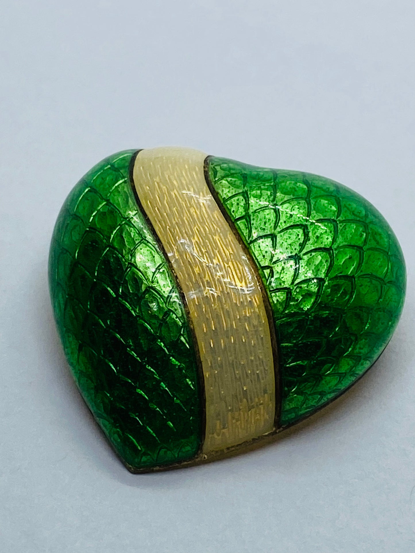 Tiffany & Co. Vintage Guilloche Enamel 18k Yellow Gold Heart Pendant Pin RARE