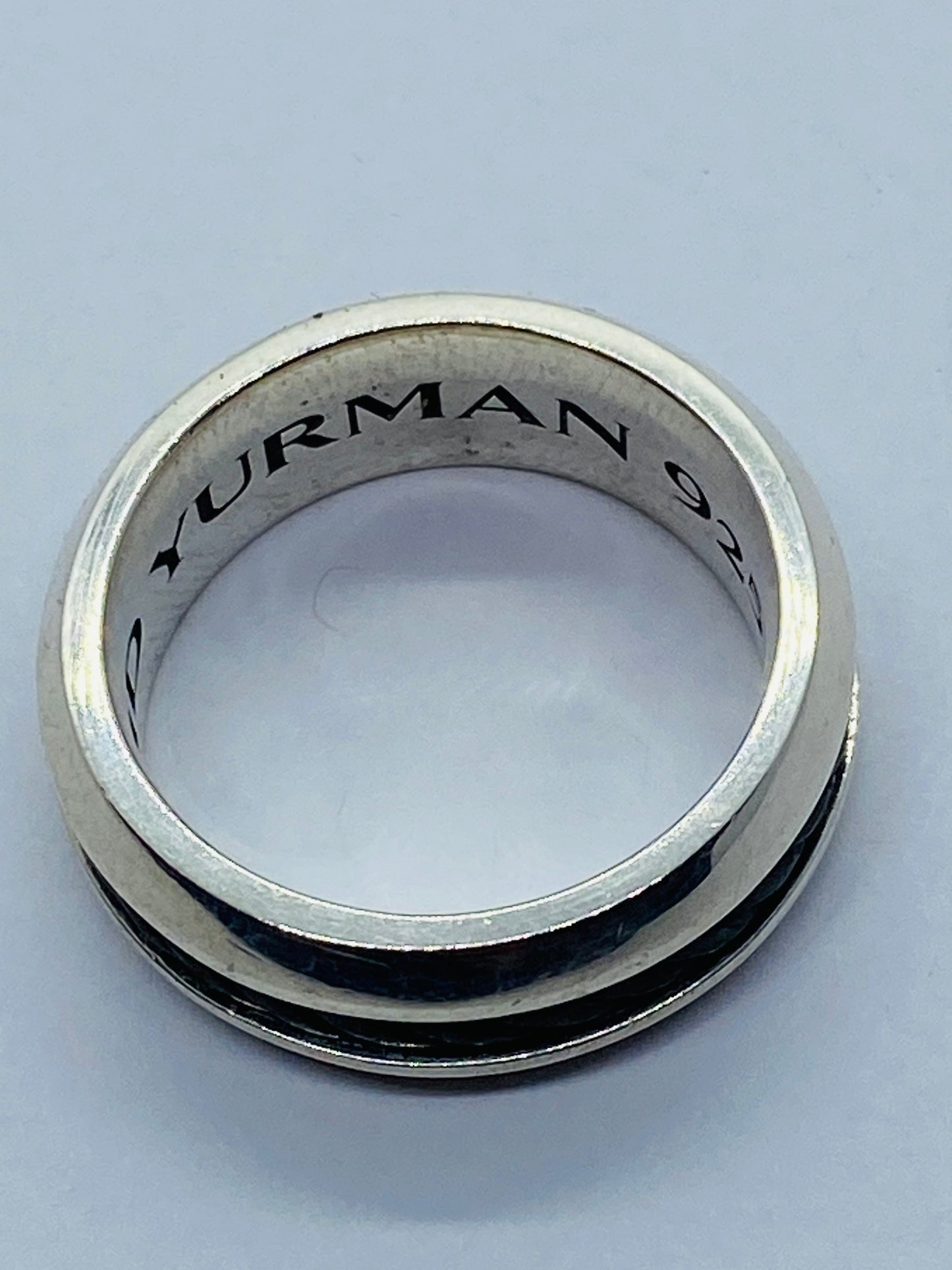 David Yurman 7.5mm  Cable Classic Inset Ring Silver/Forged Carbon Size 8