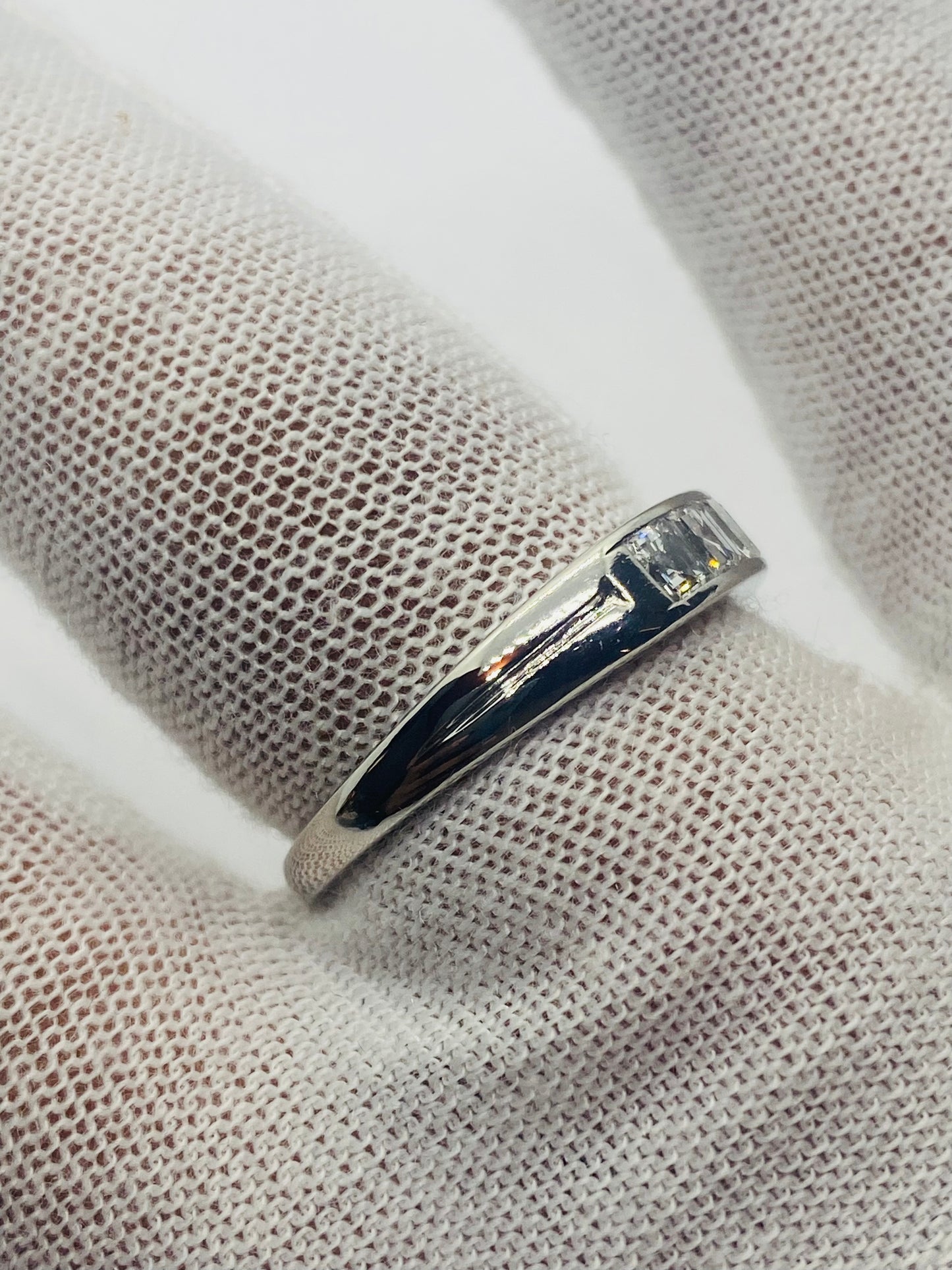 Tiffany & Co. 1.40CT  7 Diamond Platinum Square Cut Wedding Band Ring Size 9