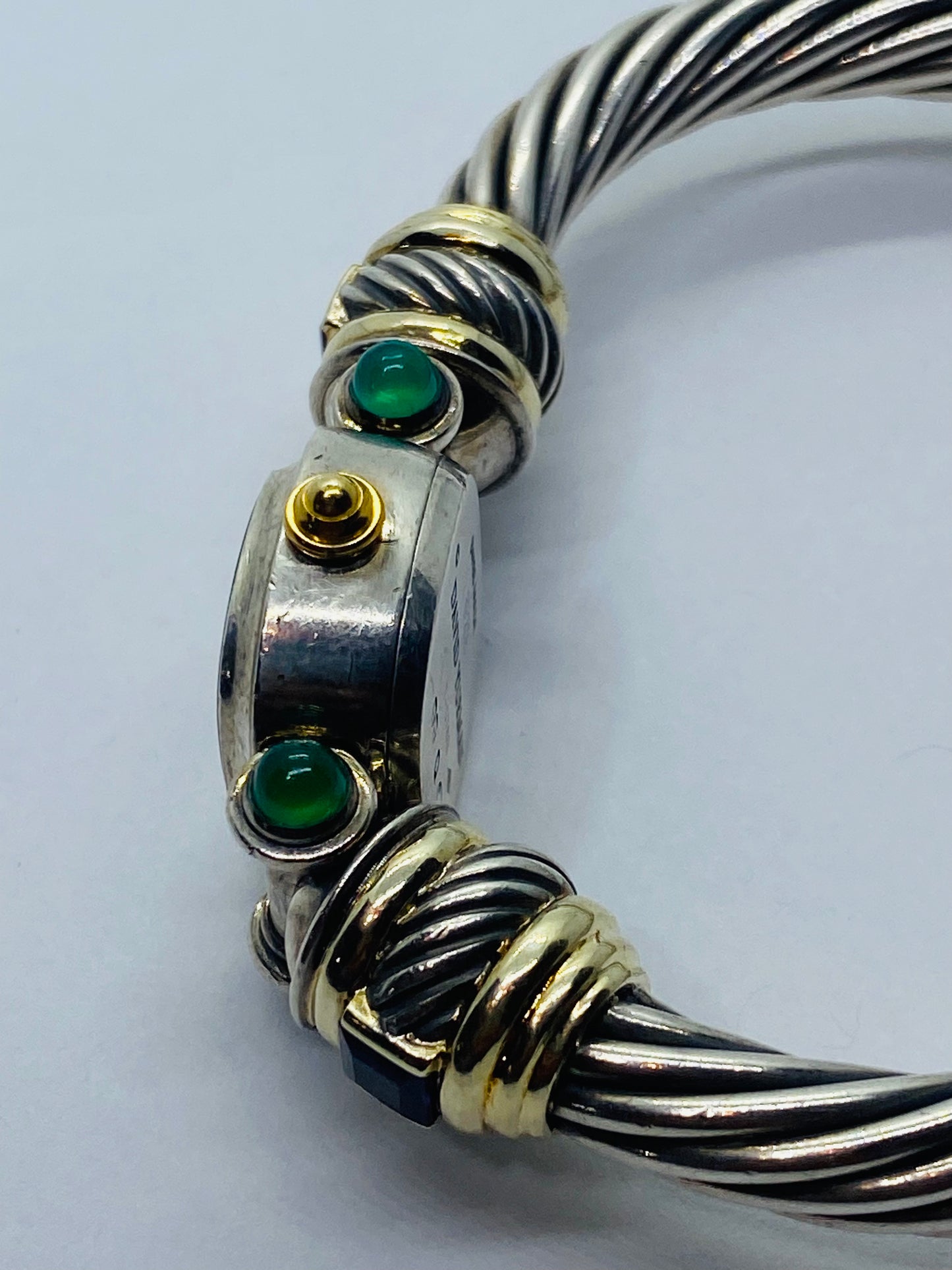 David Yurman 14k 925 Cable Amethyst Green Onyx Ladies Watch