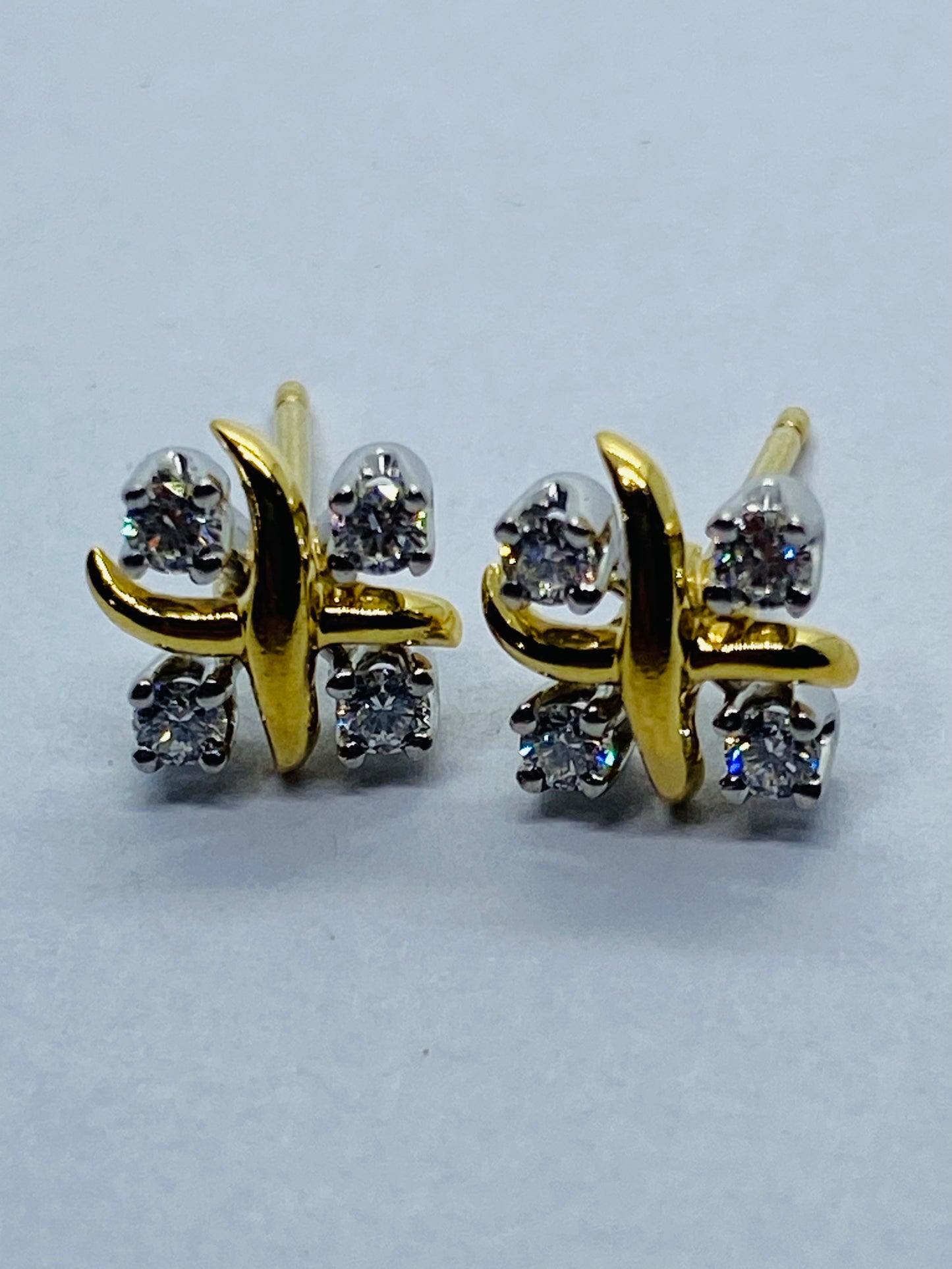 Tiffany & Co Schlumberger Lynn Diamond Earrings Gold and Platinum $3.750 READ!