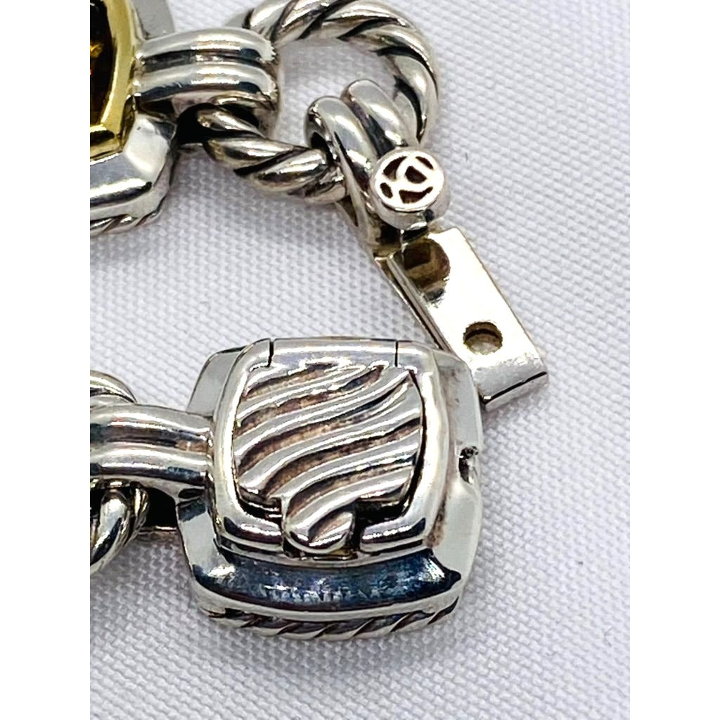 David Yurman Citrine Stones Albion Cable Bracelet Sterling 18K