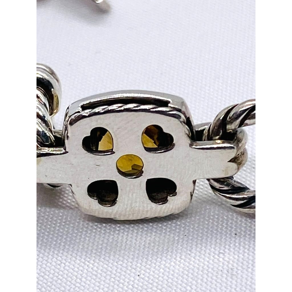 David Yurman Citrine Stones Albion Cable Bracelet Sterling 18K
