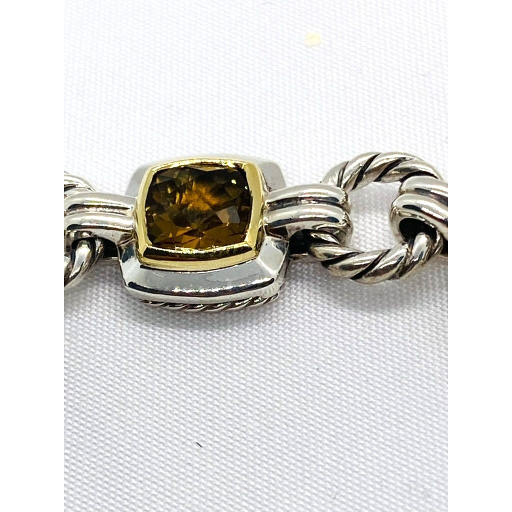 David Yurman Citrine Stones Albion Cable Bracelet Sterling 18K