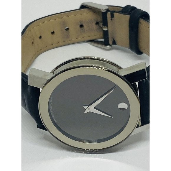 Movado Museum Mirror Face Leather Men's Watch 84 G1 2896