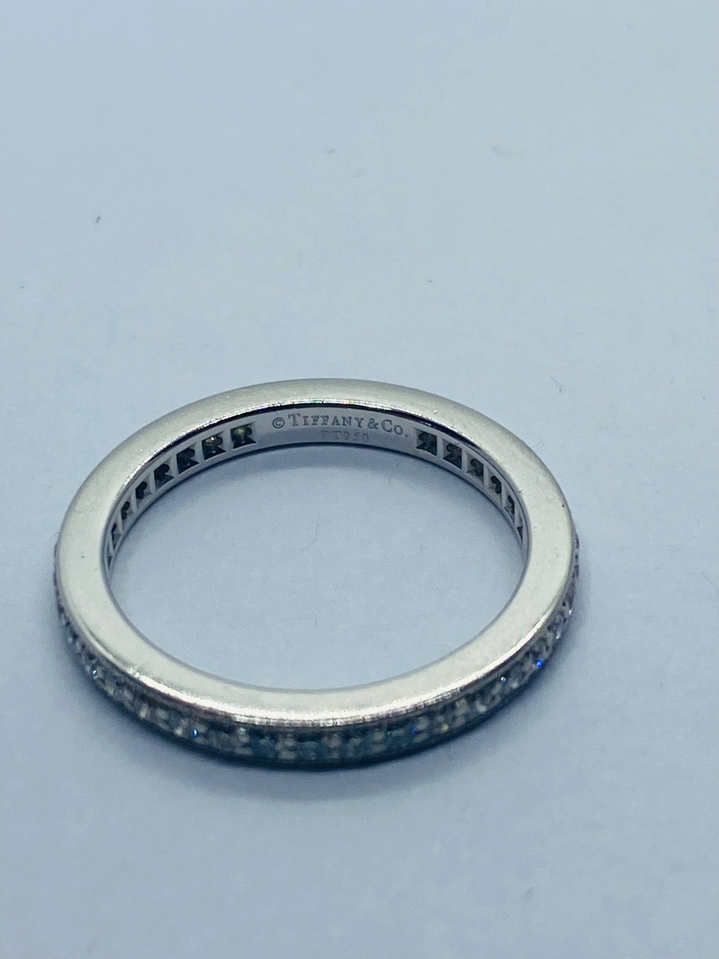 $3900 TIFFANY & CO. PLATINUM ROUND DIAMOND ETERNITY FROM LEGACY .36CT 2MM