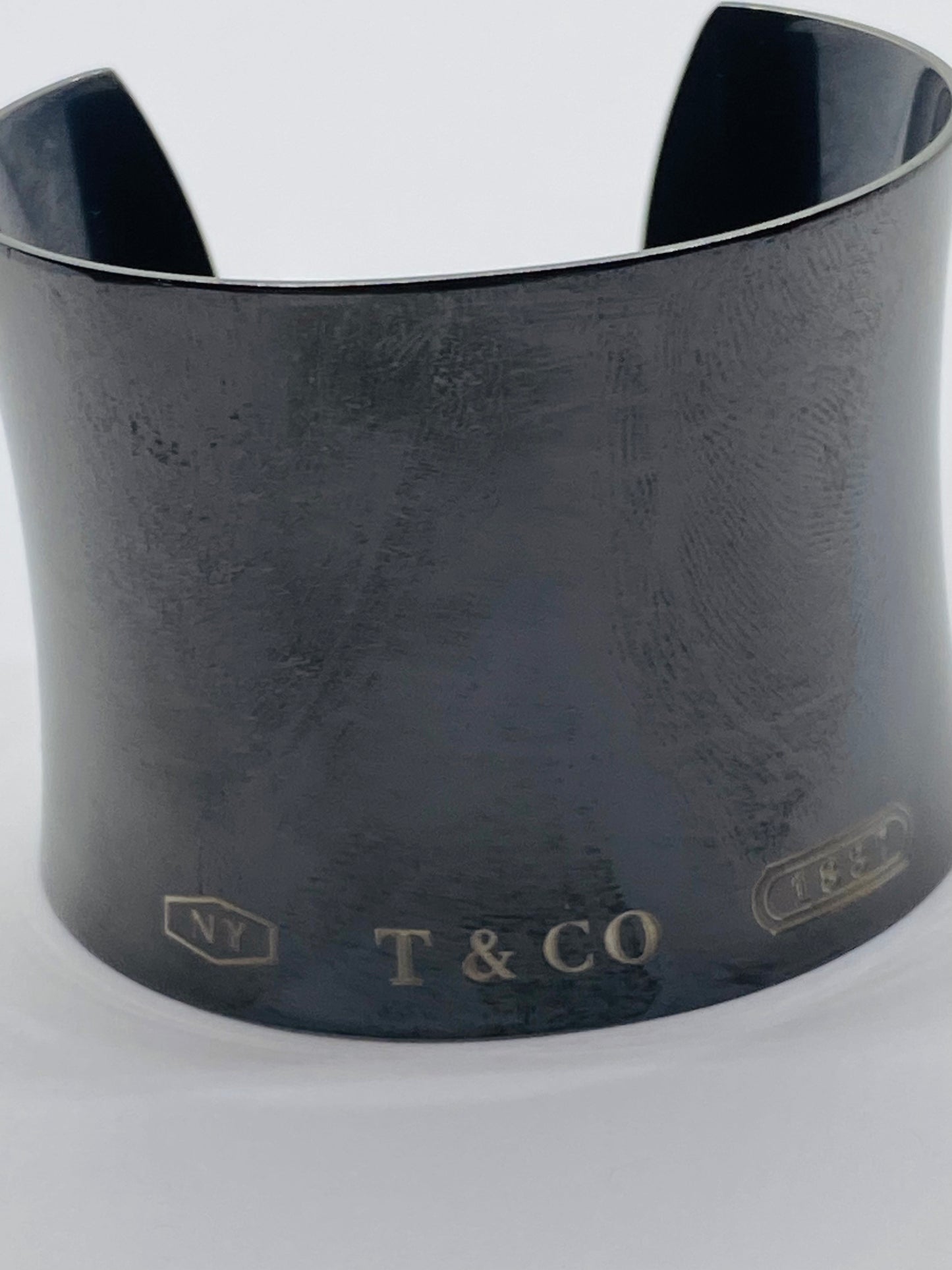 Tiffany & Co. 1837 Collection Titanium 46mm Wide Concave Cuff Bracelet 6.75”