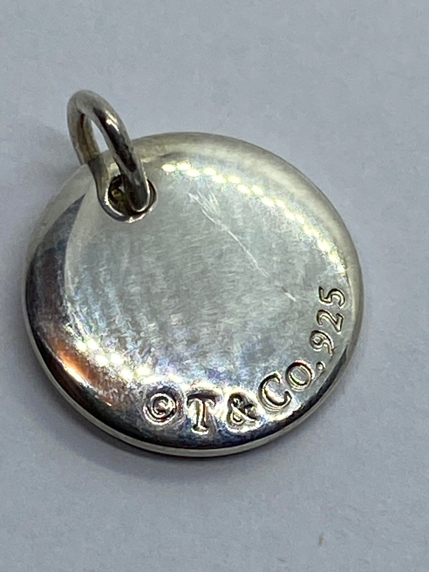 Tiffany Silver Letter K Alphabet Initial Round Circle Notes Charm Pendant