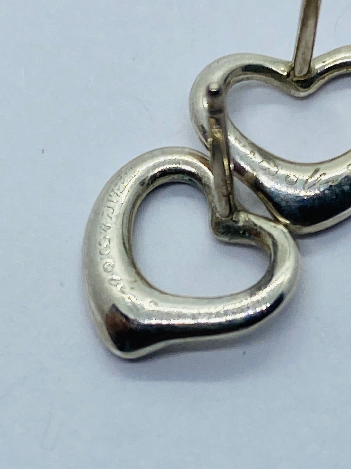 Tiffany & Co. Peretti Sterling Silver 14K Posts 5/8" Open Heart Original Backs