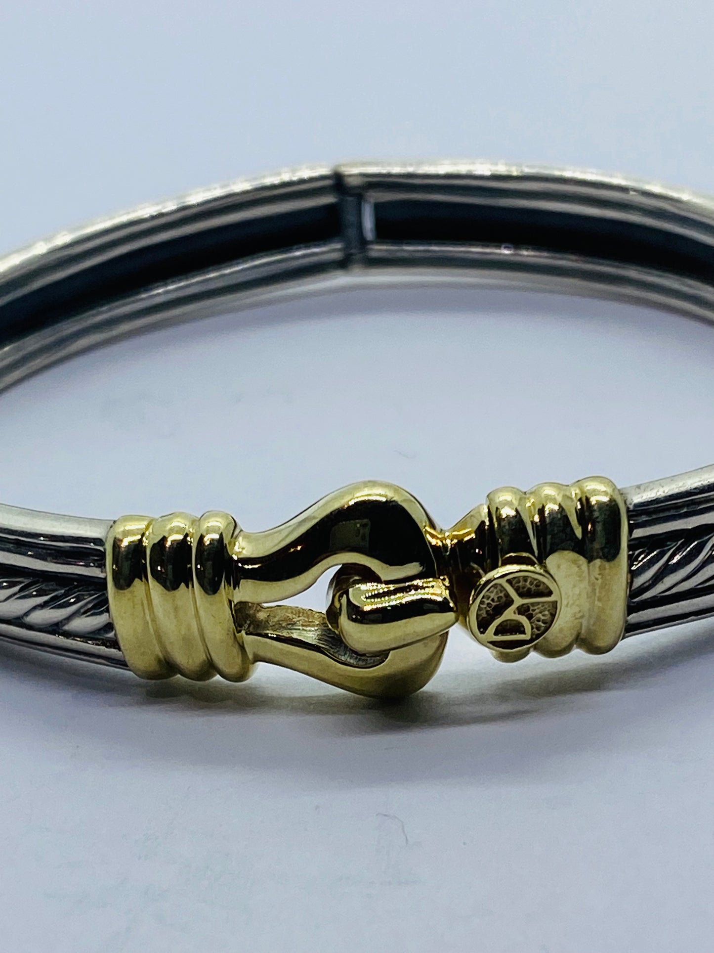 DAVID YURMAN STERLING SILVER 14K YELLOW GOLD CABLE SMOOTH BUCKLE BRACELET 7.5MM