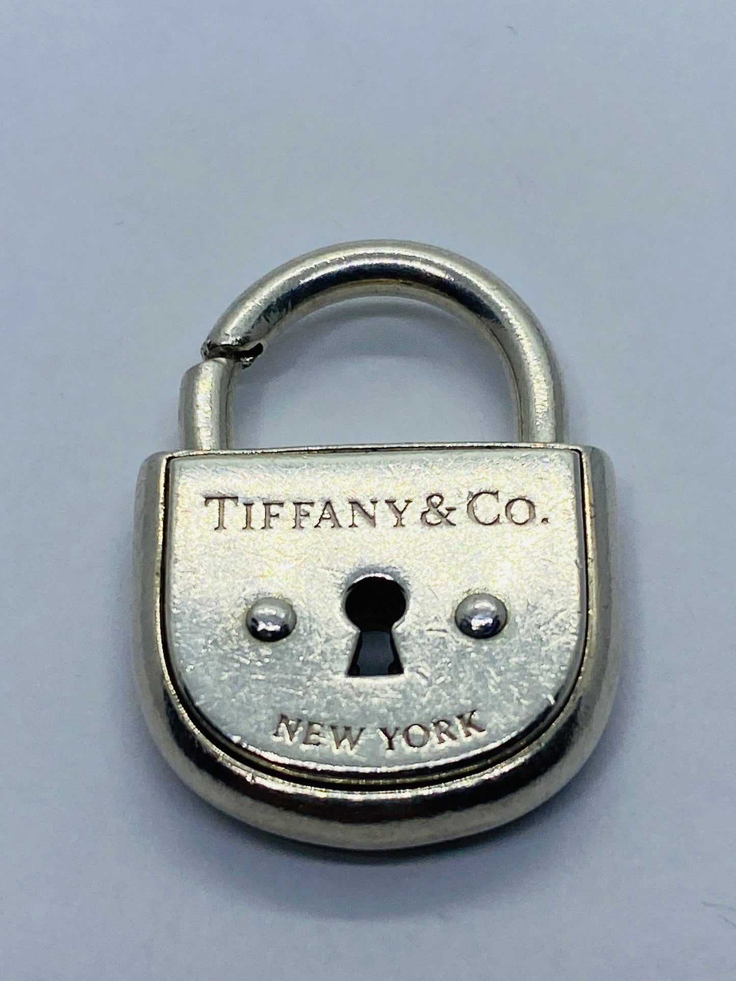 Tiffany Co Sterling Silver Arc Padlock Lock Keyhole Oval Charm Pendant