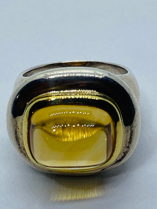 Tiffany & Co Sugar Loaf PALOMA PICASSO Sterling Silver 18k 750 Gold Citrine Ring