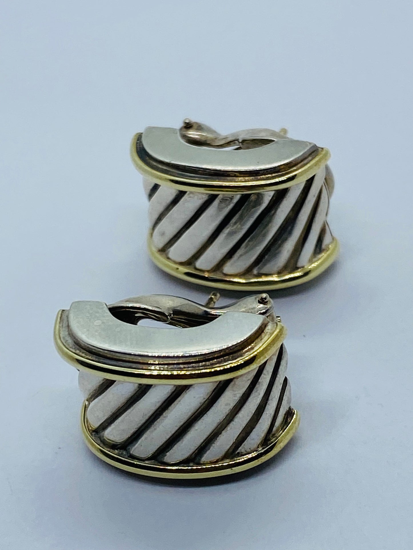 David Yurman .925/14K Cigar Band Thoroughbred Earrings