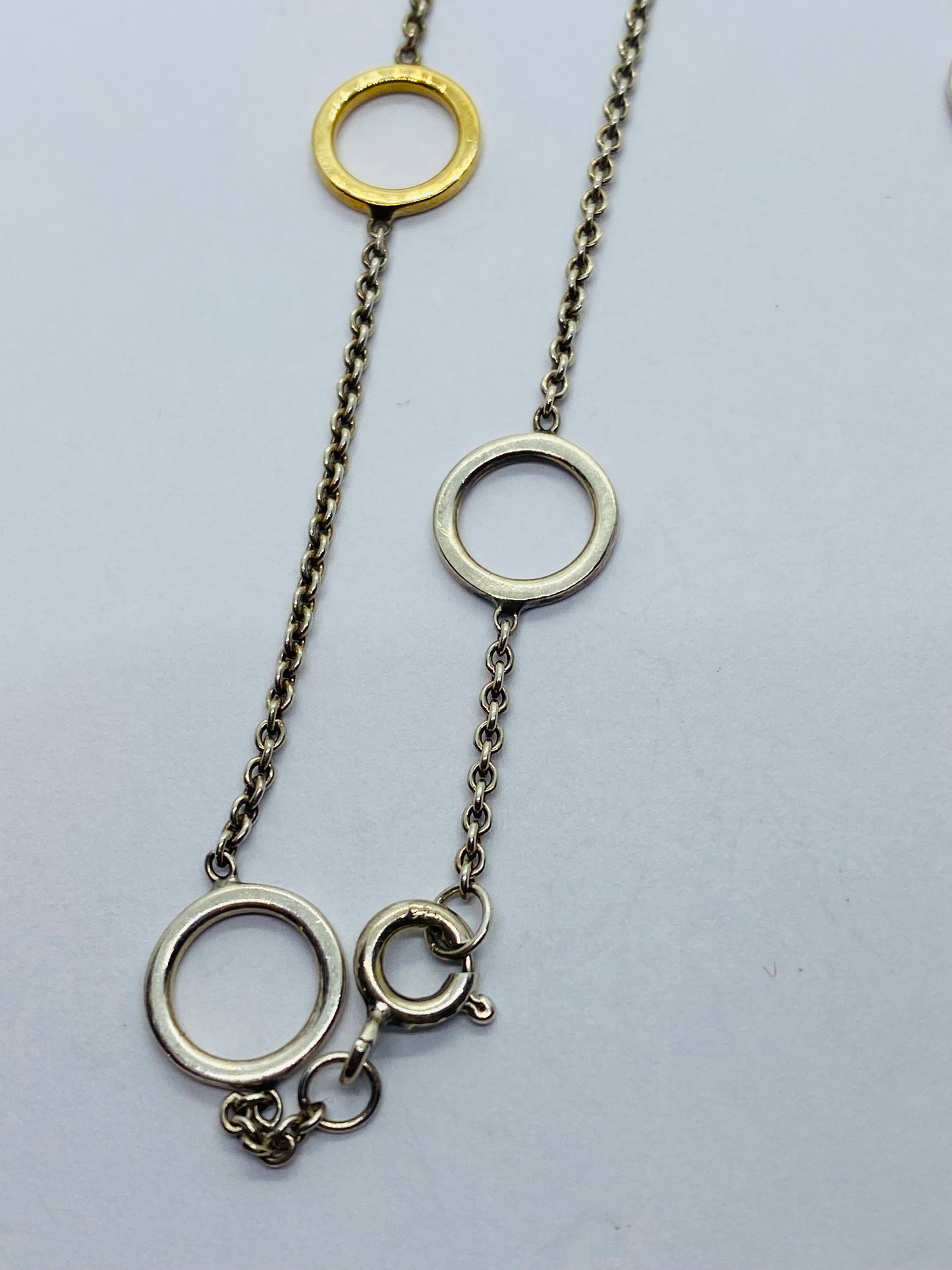 Tiffany Co Lariat 18K 925 Circle Necklace 15.75"