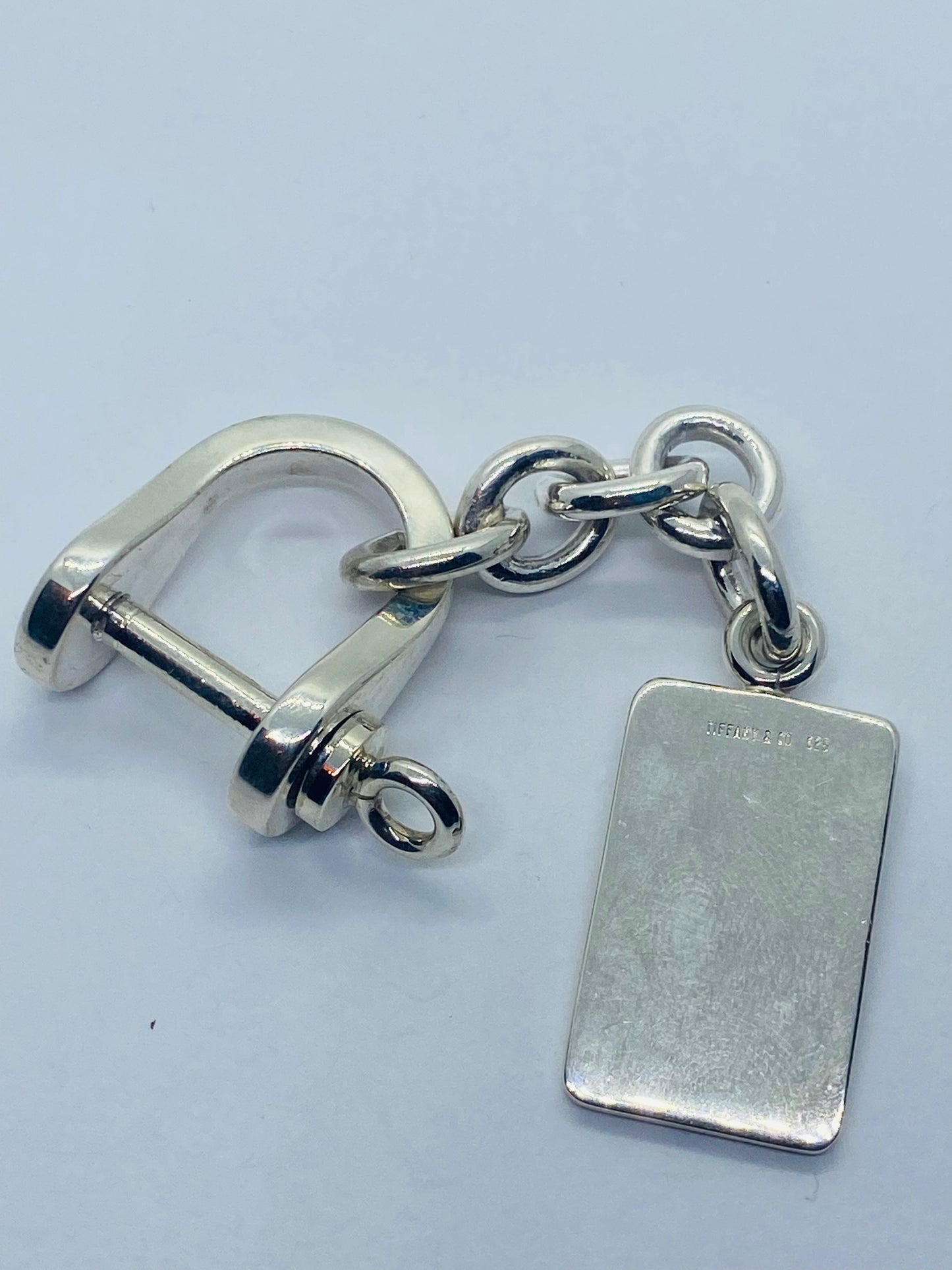 Tiffany & Co VINTAGE Shackle and ID  Tag Key Ring KEYRING, KEYCHAIN 3.25”