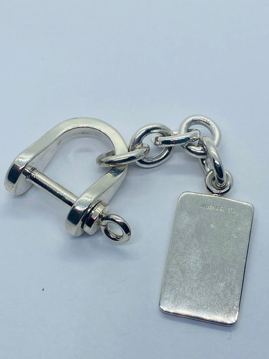 Tiffany & Co VINTAGE Shackle and ID  Tag Key Ring KEYRING, KEYCHAIN 3.25”
