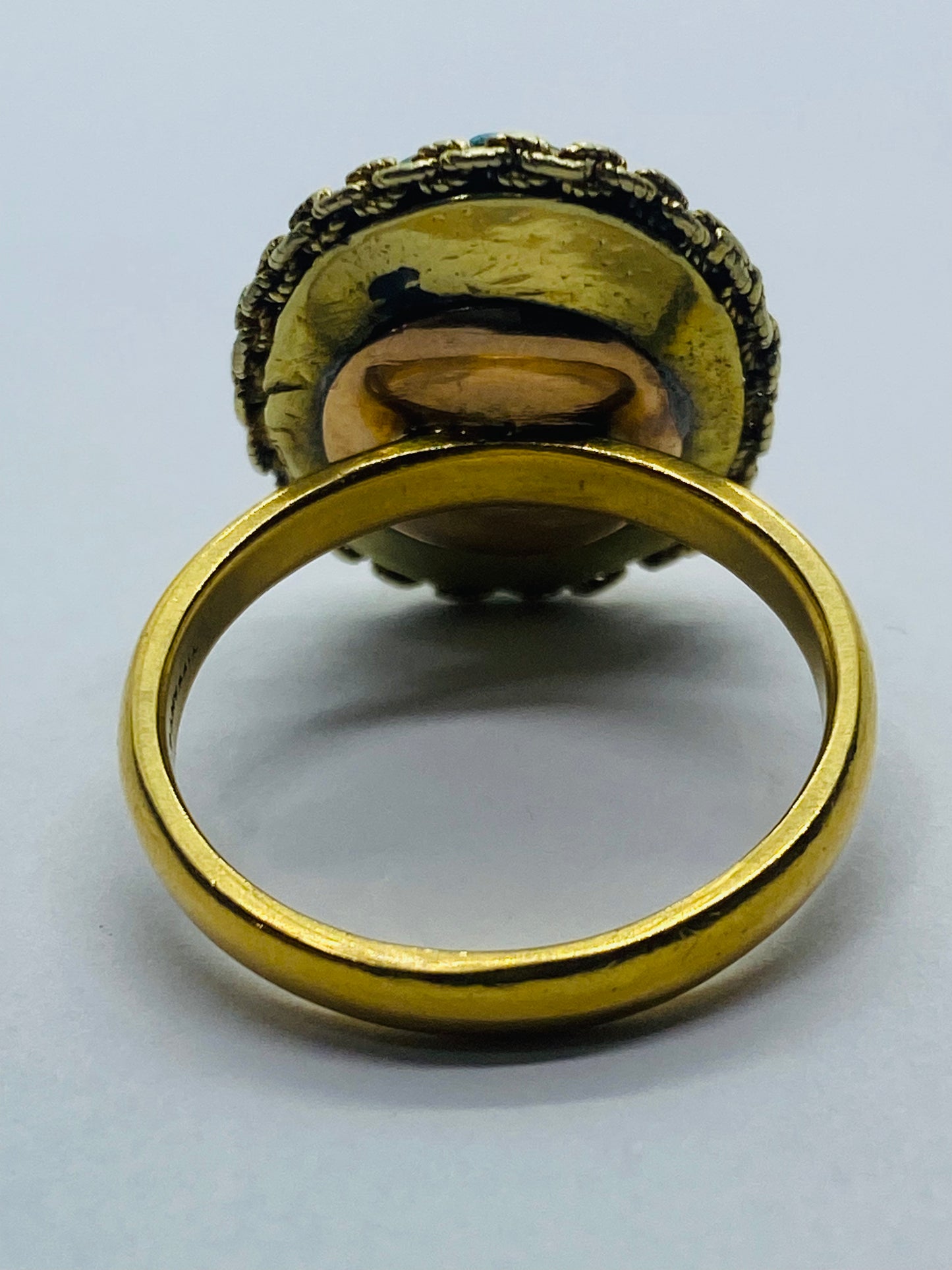 Tiffany & Co Customized 22k Turquoise Pearl Gold Cluster Ring 10.9 Grams