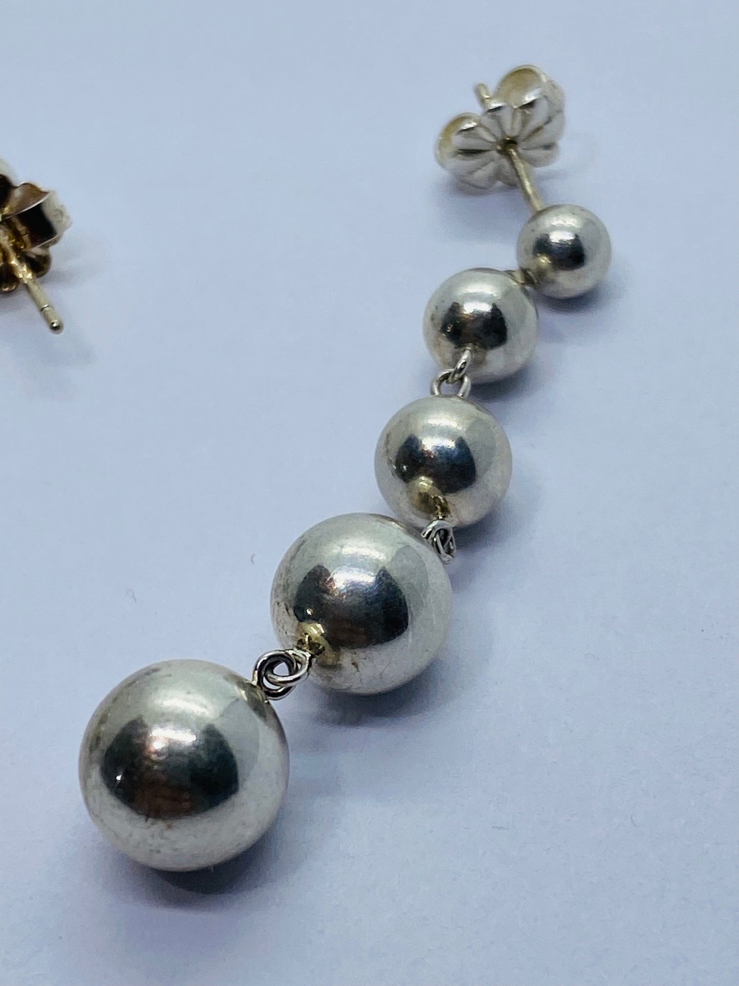 Tiffany & Co. Sterling Silver Multi Graduated Bead Ball Drop Dangle Earrings