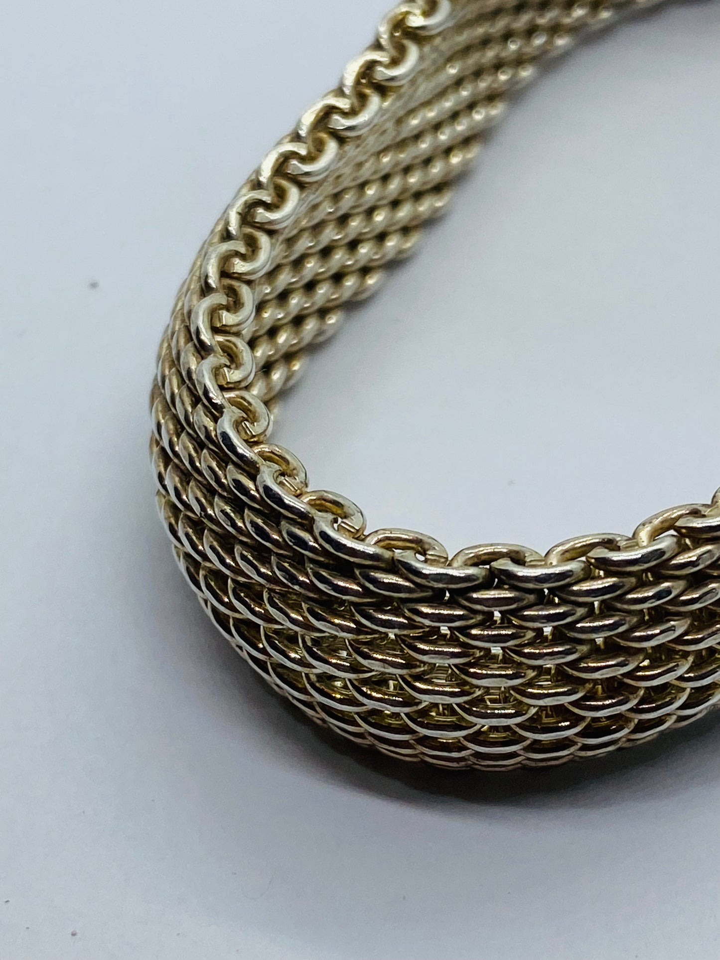 Tiffany & Co. 7.25 Somerset Mesh 15MM Wide Bracelet in Sterling Silver 925
