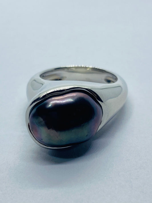 TIFFANY & CO ELSA PERETTI DARK GREY PEARL PLATINUM, Size 6, 23 Grams RARE 80’s