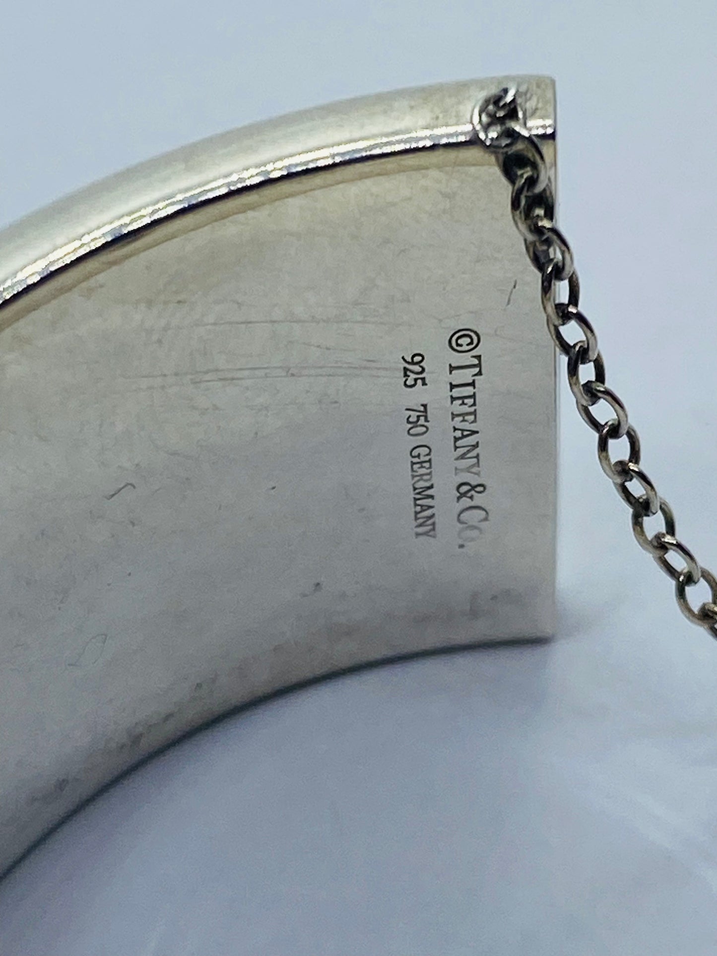 Tiffany & Co Key Lock Hole Vintage Hinged Bangle Silver 18k Yellow Gold Pouch
