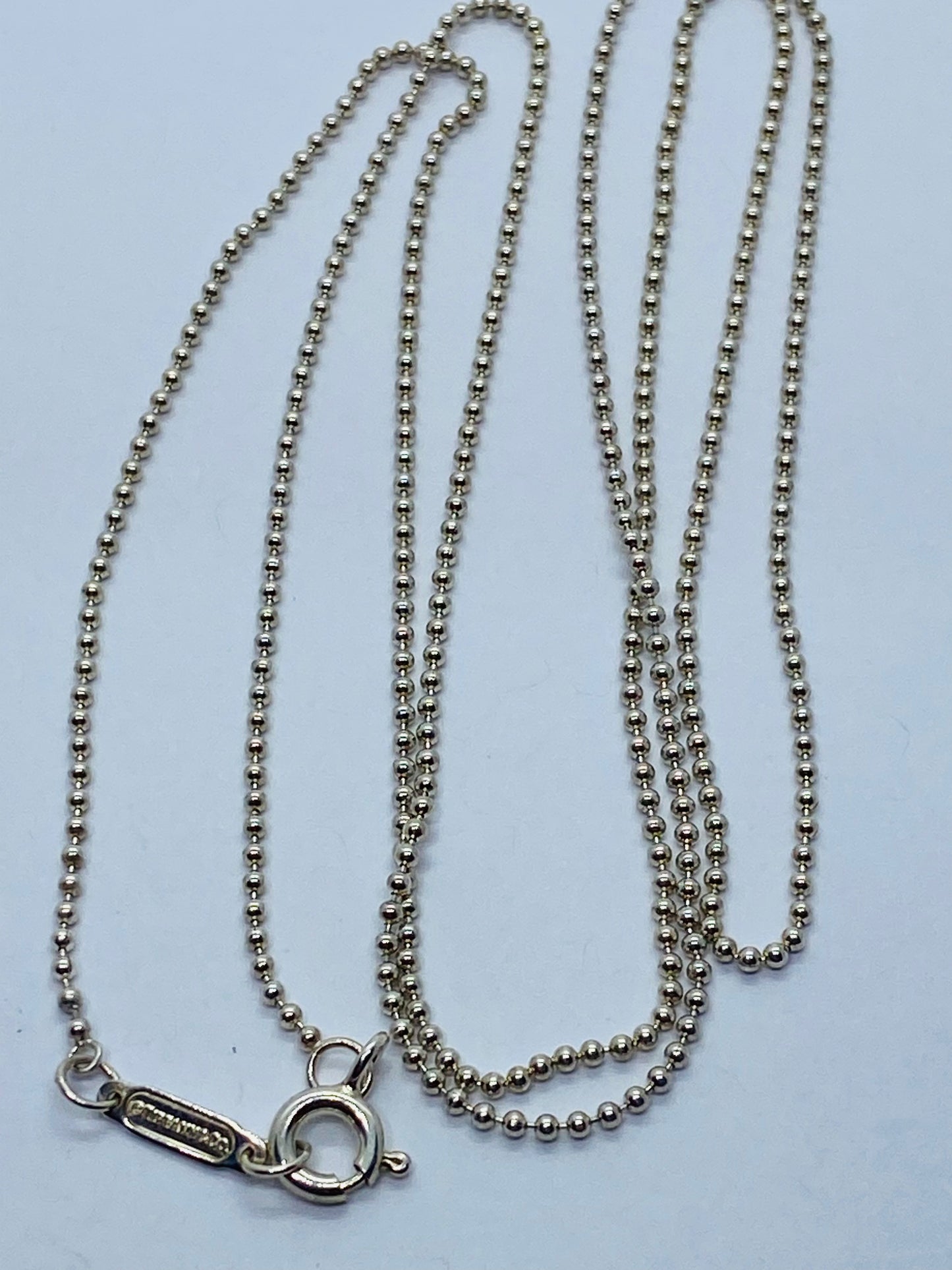 Tiffany Co Sterling Silver 1mm Beaded Necklace Chain 28.75”