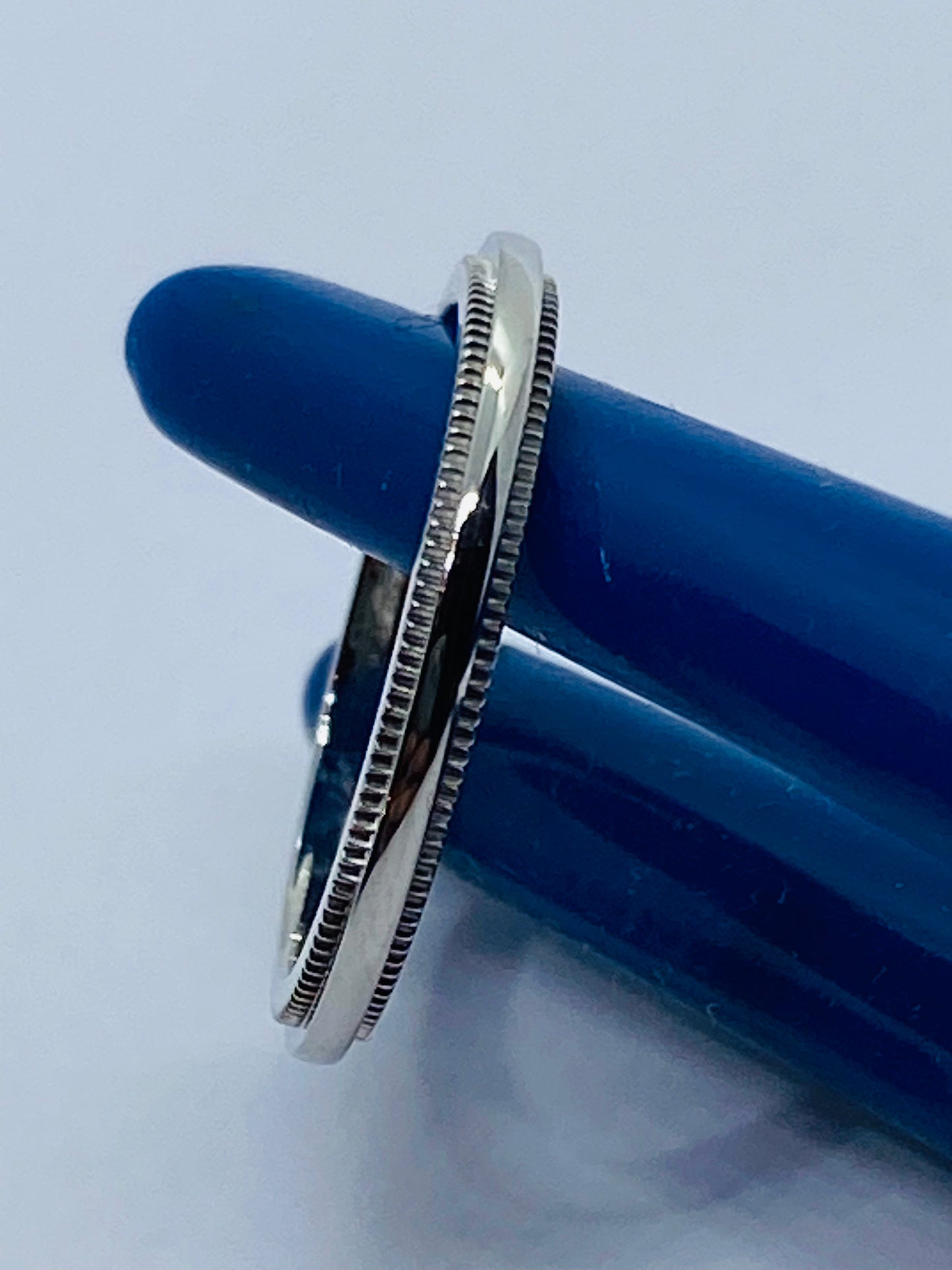 Tiffany & Co. Platinum Milgrain Band Ring 2mm Size 3.25