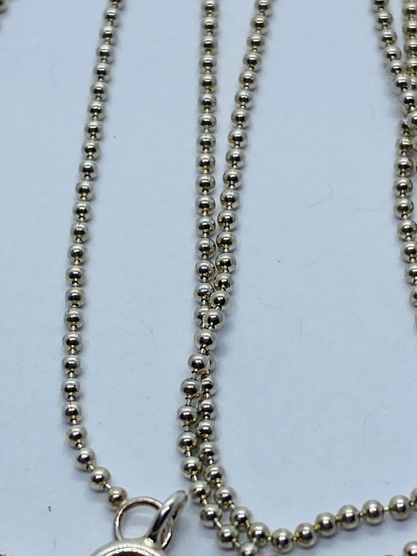 Tiffany Co Sterling Silver 1mm Beaded Necklace Chain 28.75”