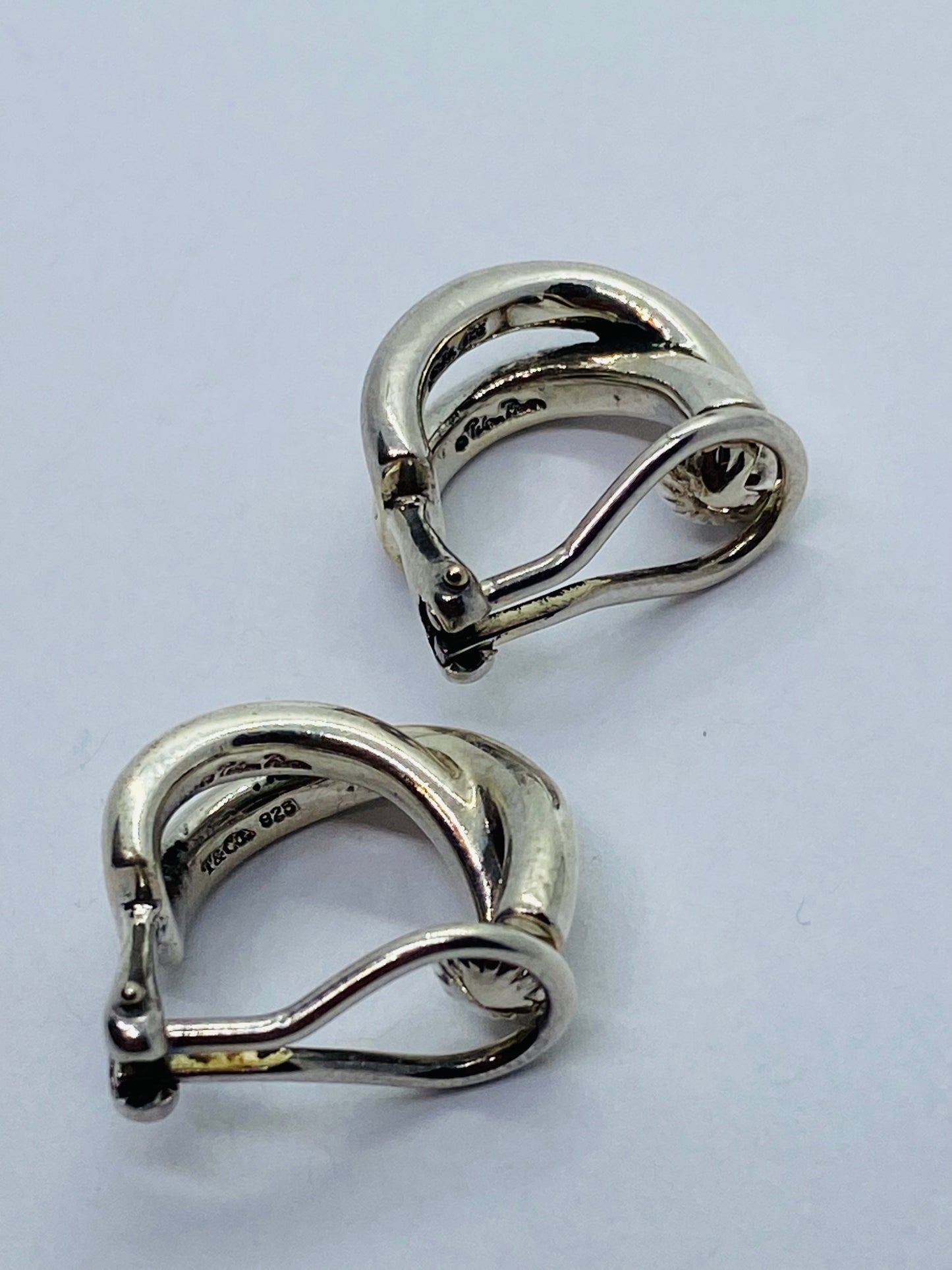Tiffany & Co. Paloma Picasso Sterling Silver 925 Le Circle Hoop Clip On Earrings