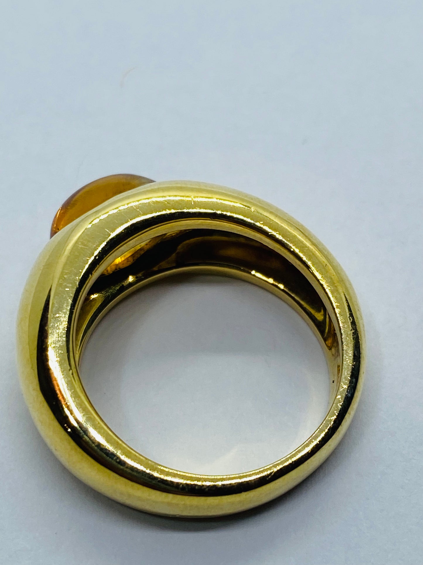 Tiffany & Co. Vintage Italy 18K Yellow Gold Yellow Citrine Gypsy Ring Size 4.75