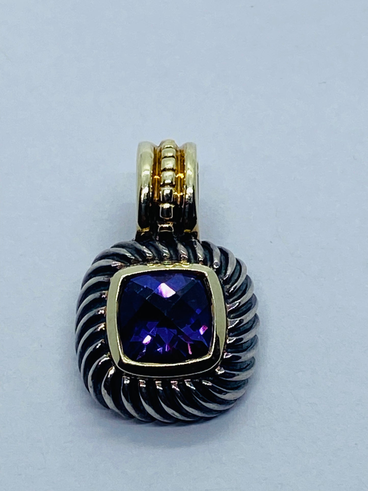 DAVID YURMAN 14KT GOLD & STERLING SILVER AMETHYST ALBION ENHANCER PENDANT