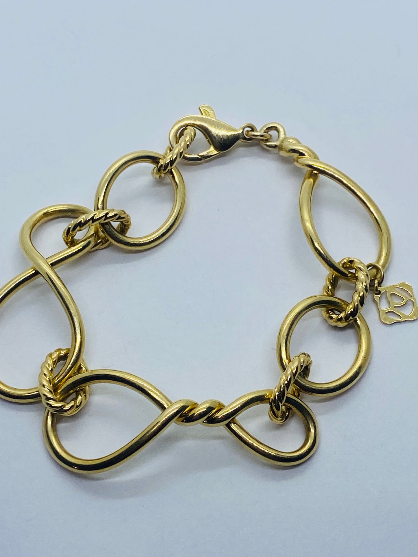 David Yurman 18K Yellow Gold Continuance Link Bracelet DY & 750 (read)