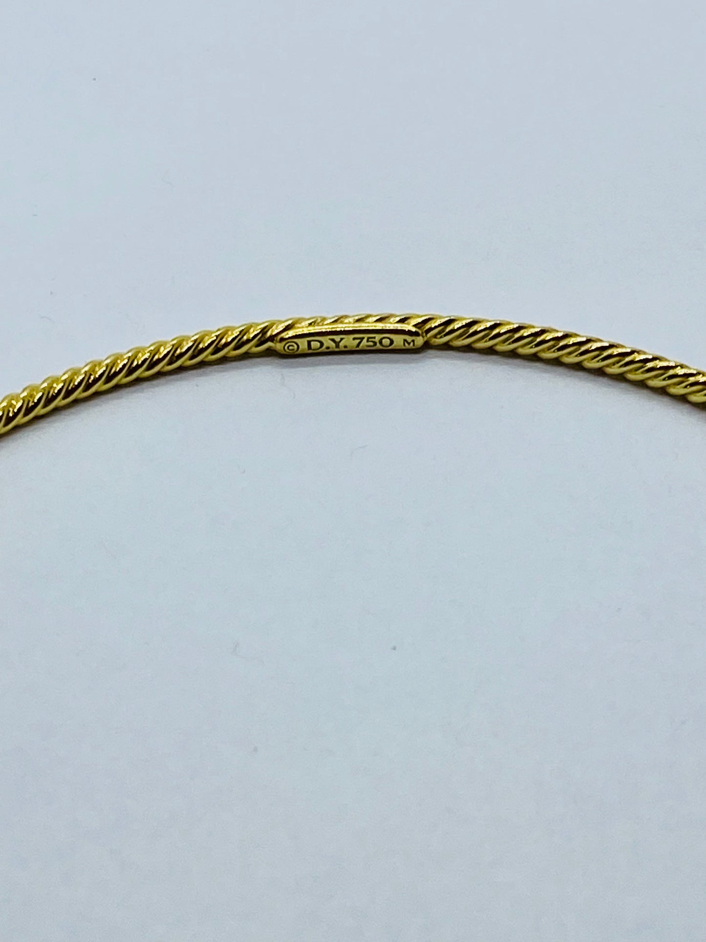 David Yurman 18K Yellow Gold Cable Classics 2mm Bangle Bracelet Free Shipping
