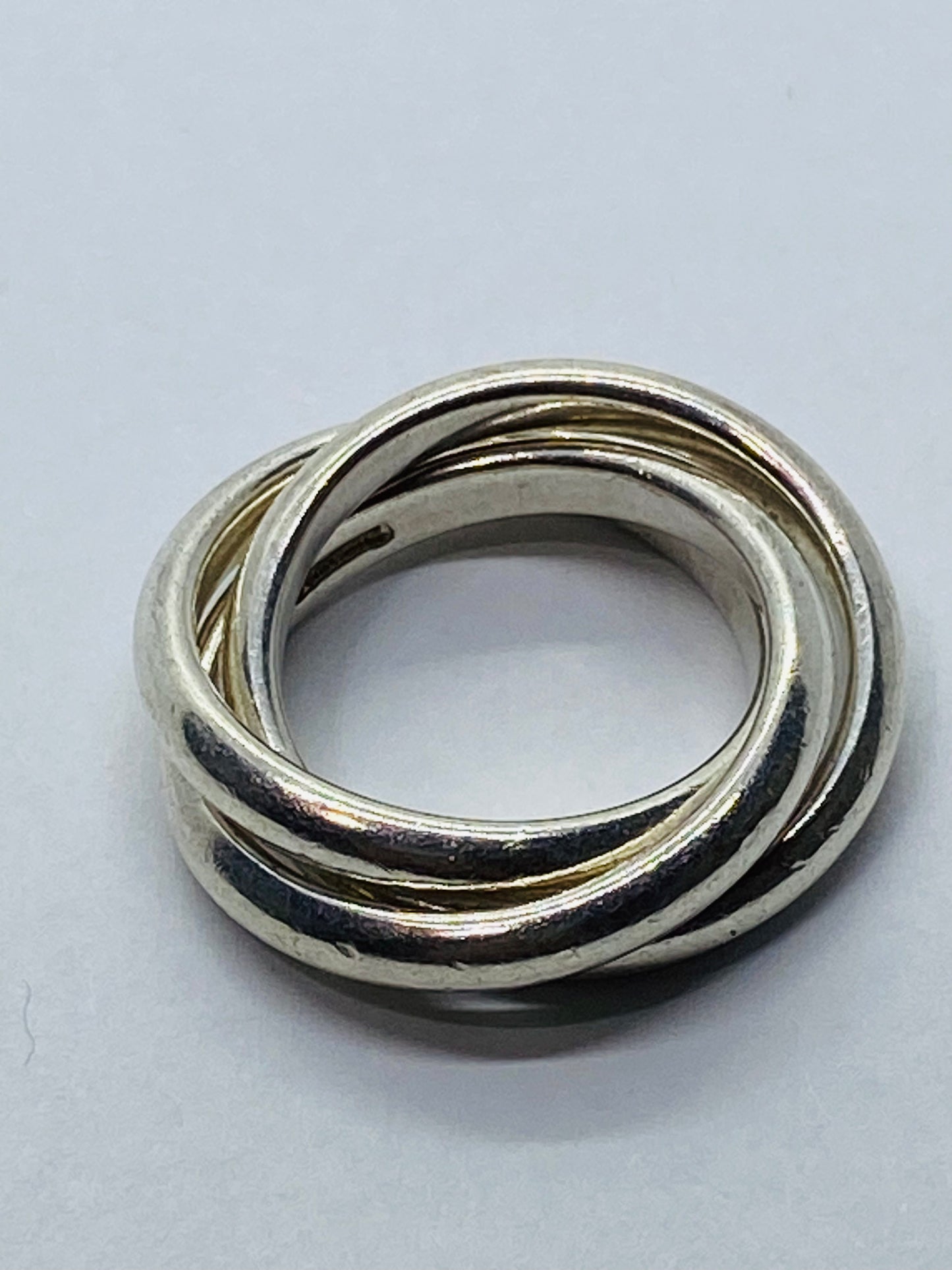 Tiffany & Co. 925 Sterling Silver Triple Rolling 3 Three Band Stack Ring Size 5