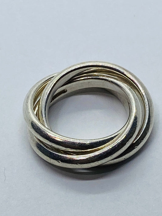 Tiffany & Co. 925 Sterling Silver Triple Rolling 3 Three Band Stack Ring Size 5