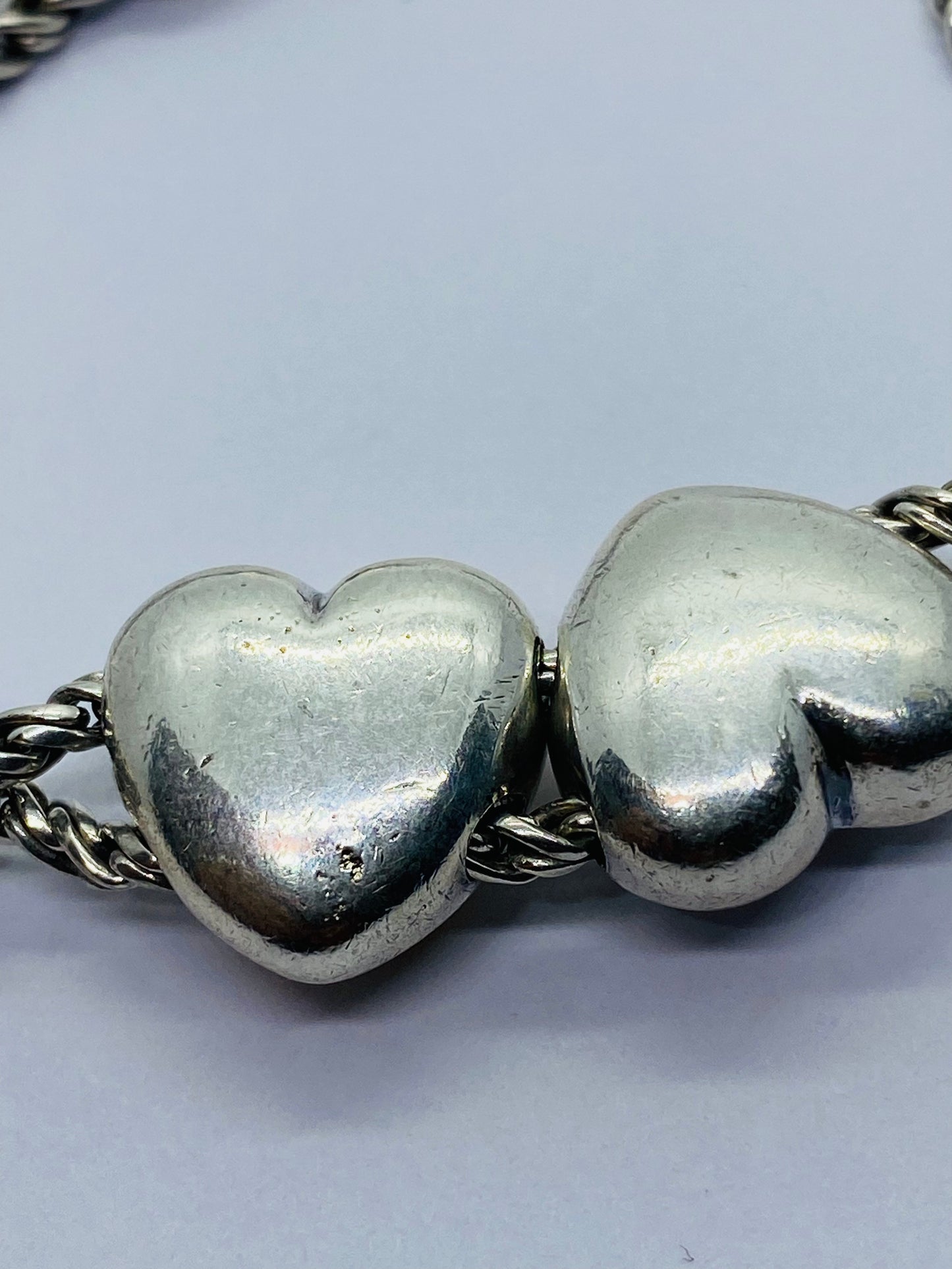 Tiffany & Co Sterling Silver & 18k Gold Double Rope Heart Slide Bracelet 7.5”